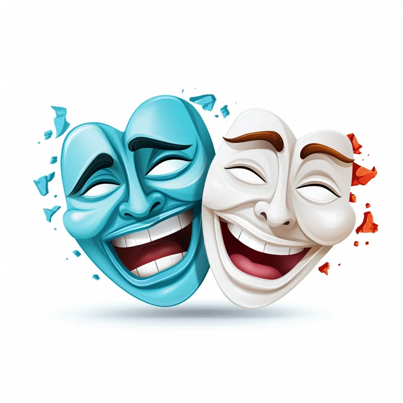 two masks of drama white background